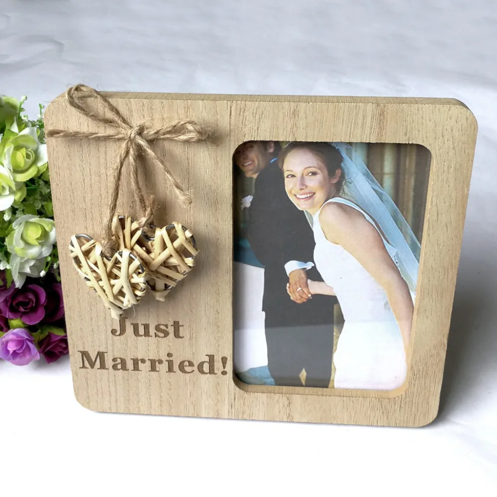 

Wooden Photo Frame Craft Hanging Ornament Creative Vintage Wedding Woven Heart Picture Frame Wall Hanging Wedding Decoration