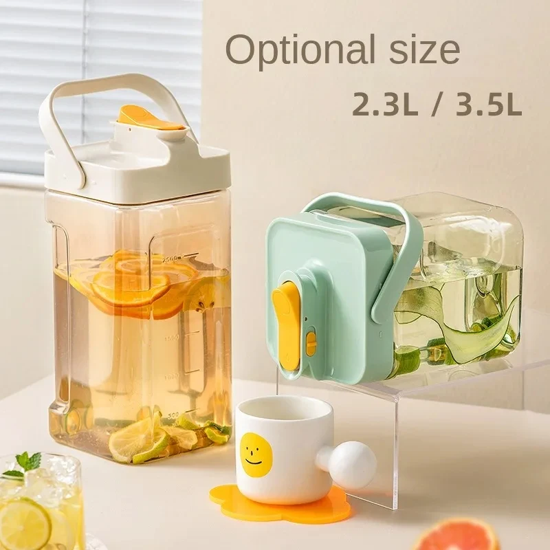 Large-capacity Beverage Bucket Cold Kettle With Faucet Household Cold Brew Bottle Fruit Tea Bucket Summer Kitchen Supplies