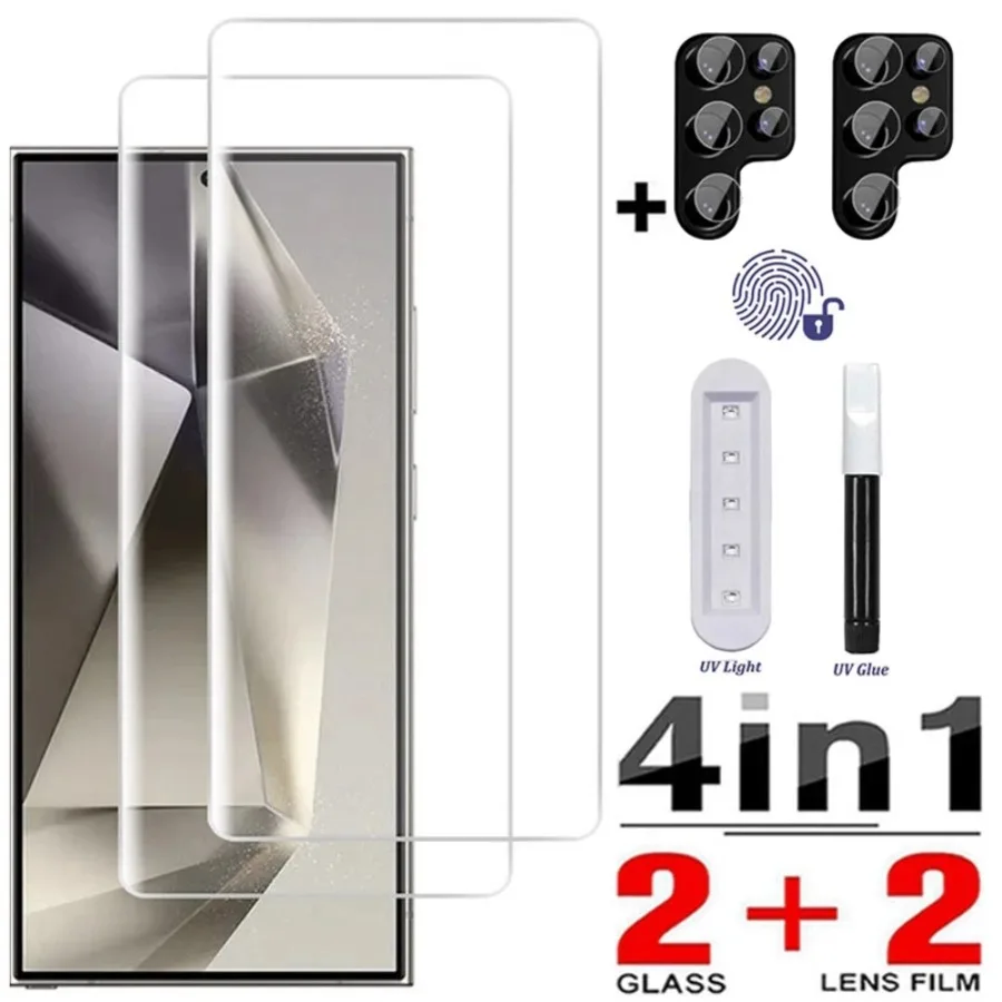 4in1 UV Tempered Glass for Samsung Galaxy S24 S23 Ultra Camera Screen Protector Film for Samsung S21 S22 Ultra Lens Glass