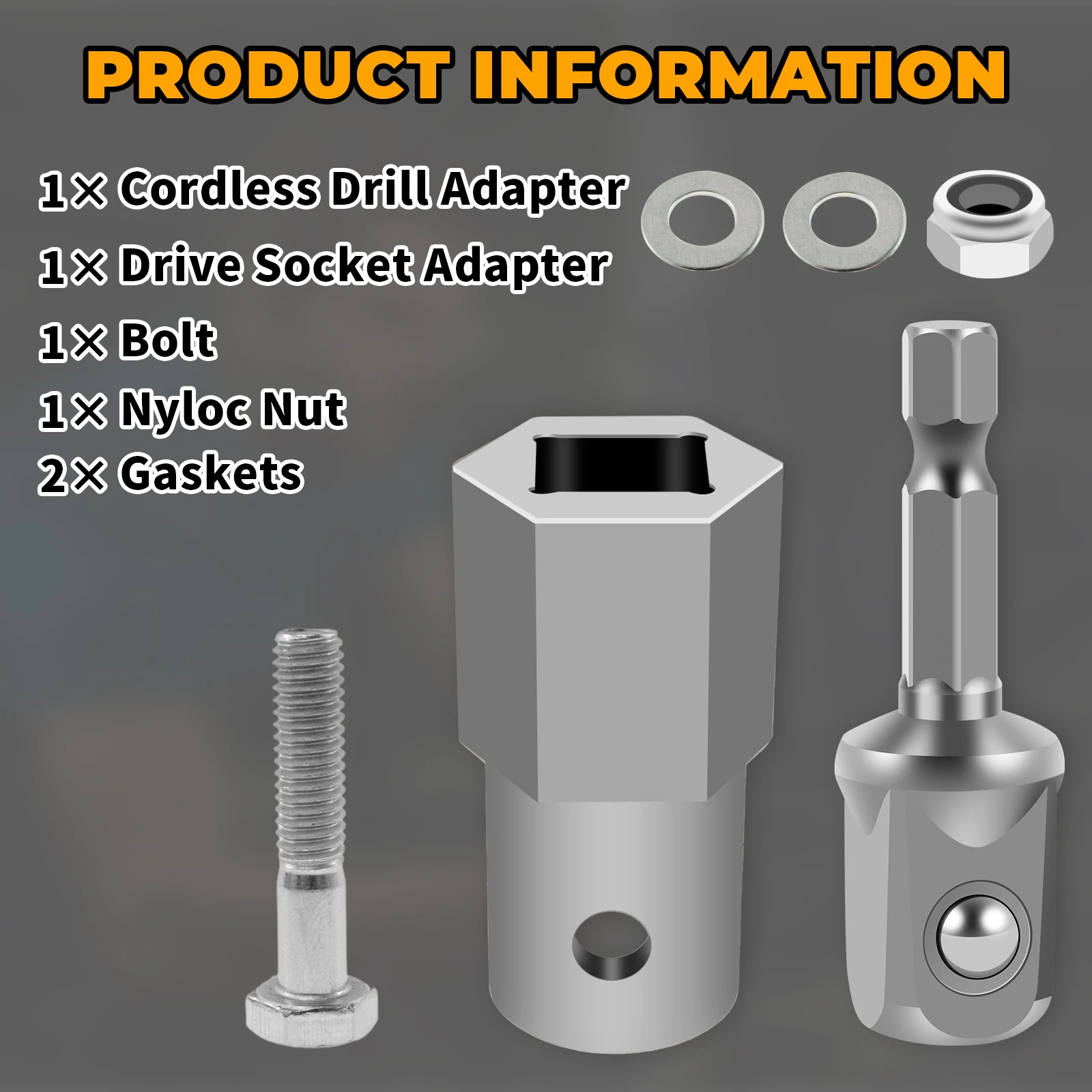 Adapter do wiertarki udarowej do przyczepy Zestaw adapterów do wiertarki akumulatorowej ze stali nierdzewnej z adapterem gniazda 1/2 cala Wytrzymała przyczepa wielokrotnego użytku