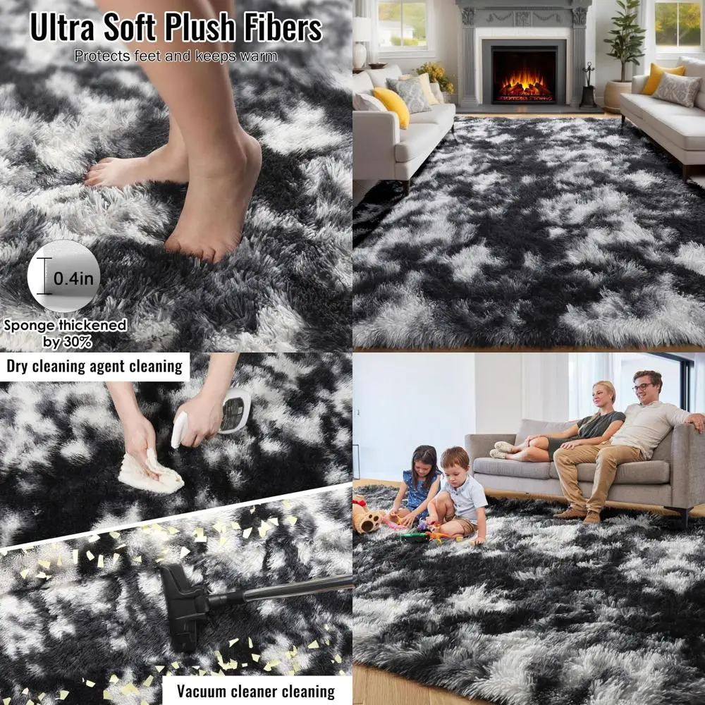 

5x8 Soft Shag Rugs for Living Room, Plush Fluffy Area Rugs for Kids, Playrooms, and Dorms, Stylish Decorative Carpets for Home a