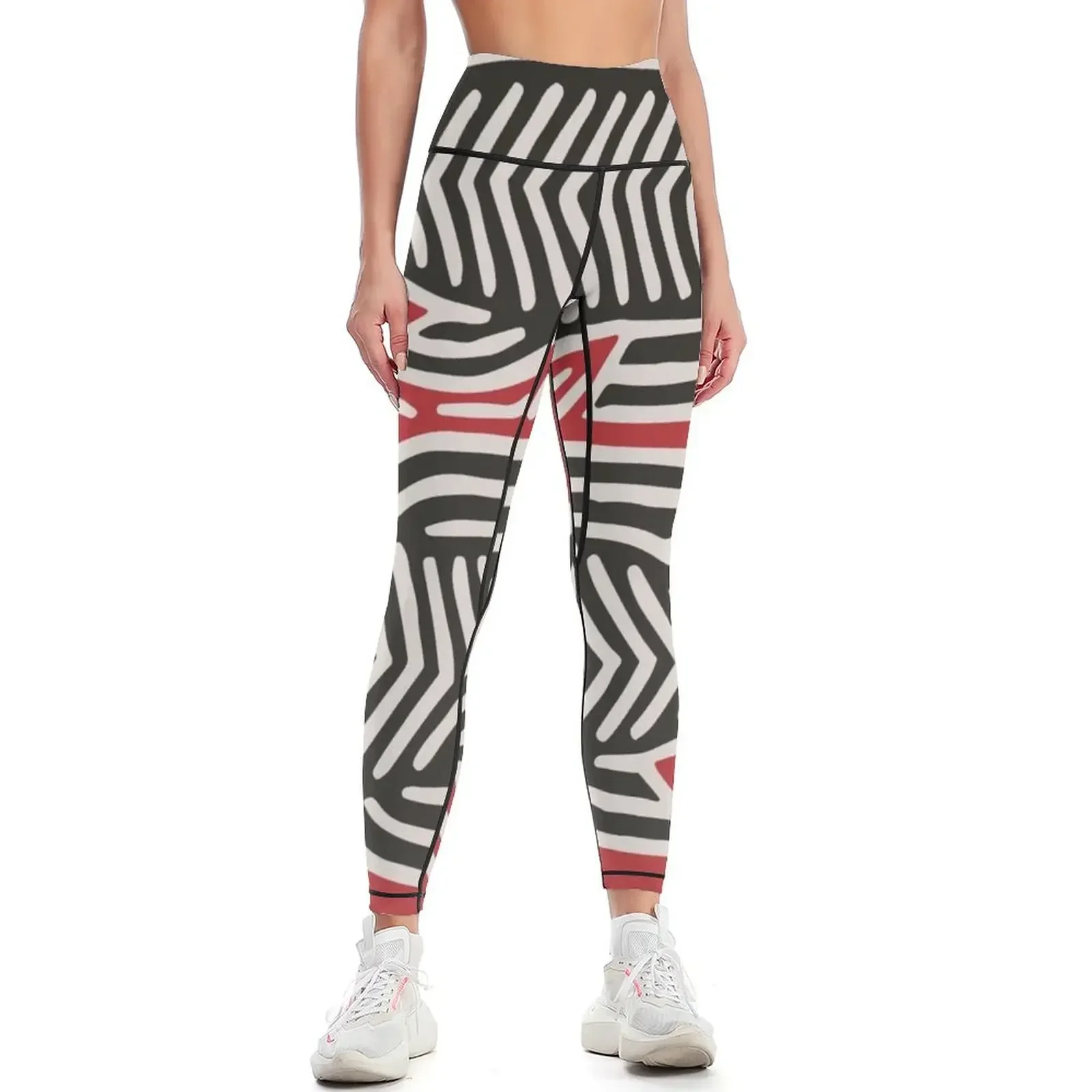 mola kuna from panama fish design in red Leggings sport pants Women's gym sportswear for gym Womens Leggings