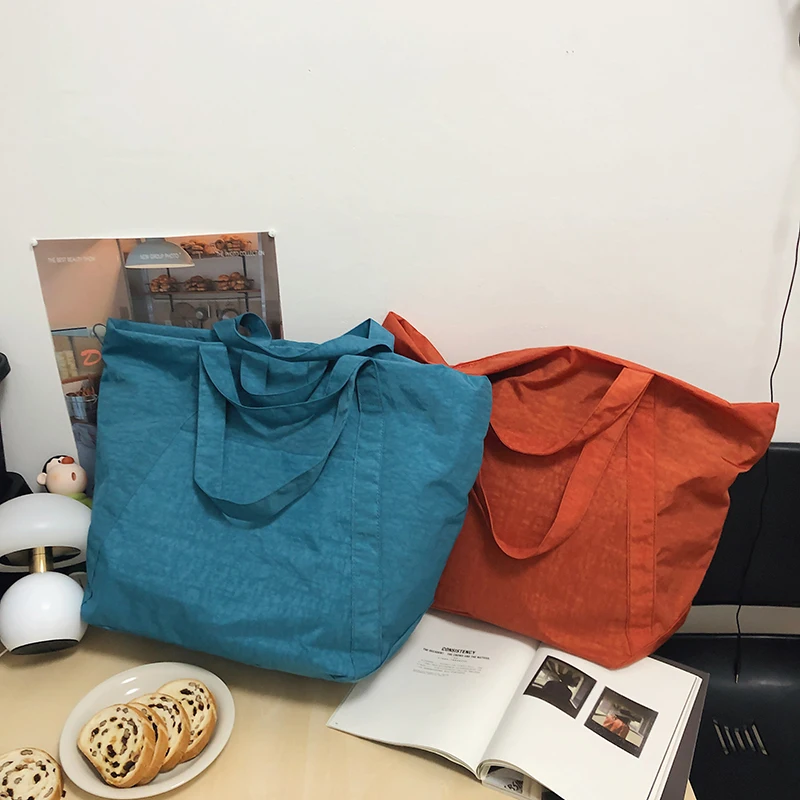Oversized Washed Nylon Fabric Shoulder Bags For Women Waterproof Durable Big Capacity Shopping Tote 2024 Latest Fashion Handbags
