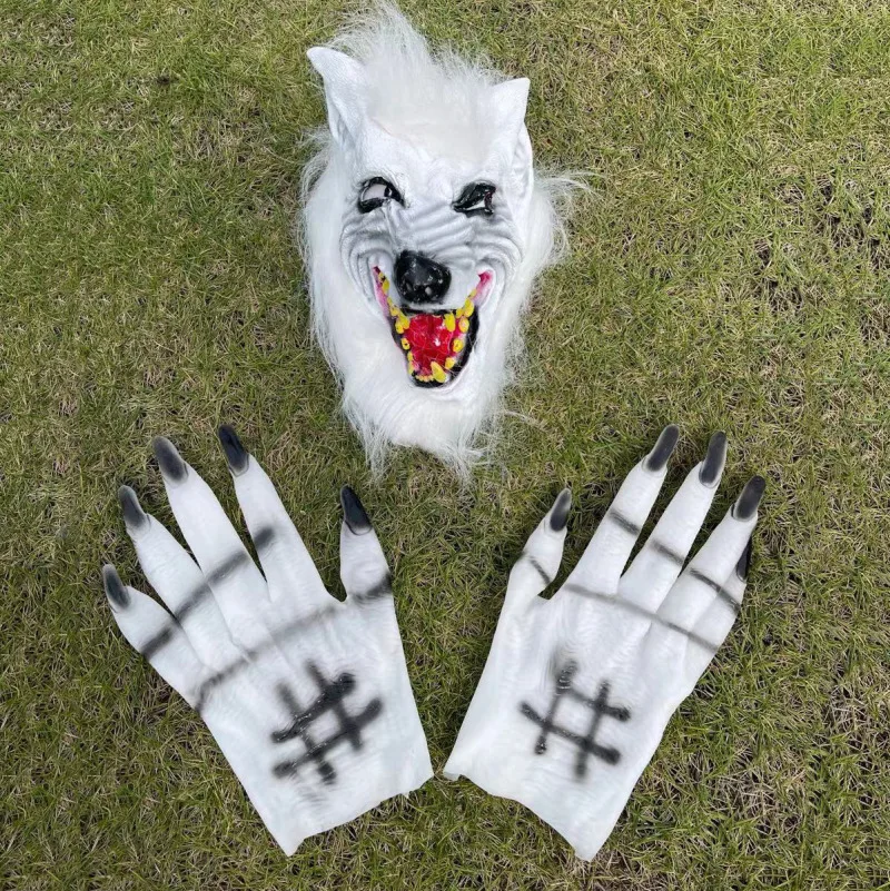 

Halloween Mask Animal Wolf Head Glove Makeup Ball Props for Women and Men