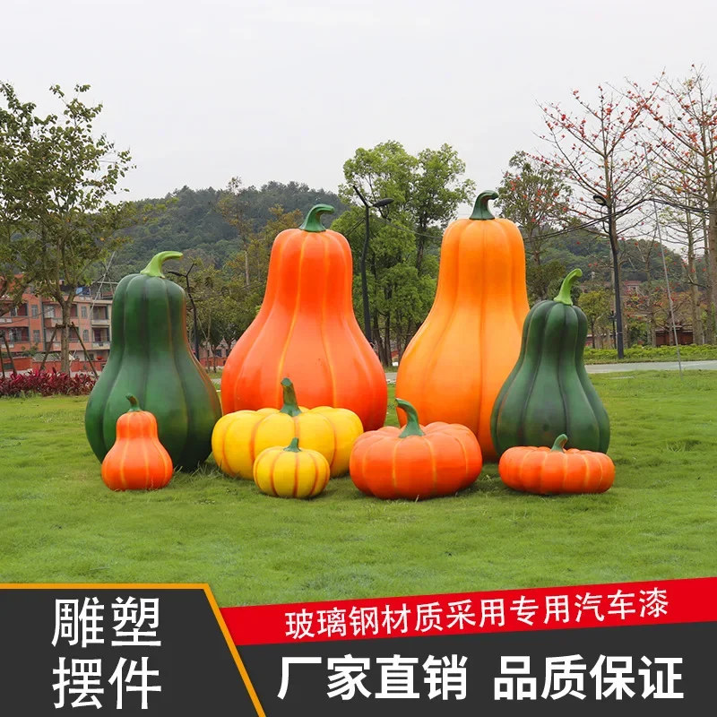 Outdoor flower pastoral courtyard simulation pumpkin fiberglass sculpture farm harvest festival vegetable and fruit landscape