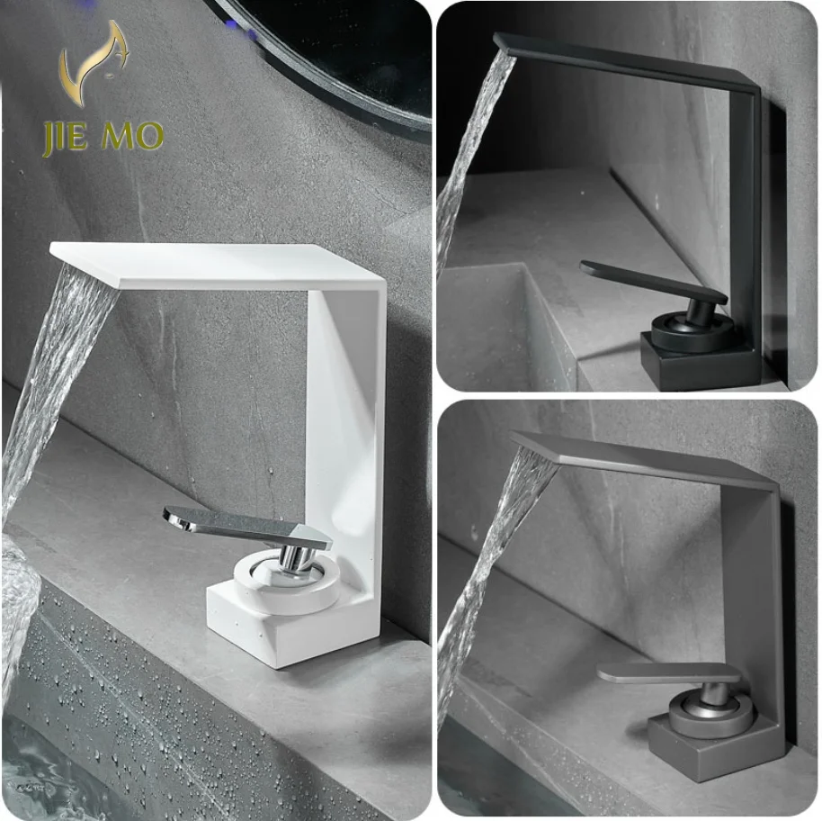 

Stainless steel hot and cold water under basin basin faucet Wide mouth mirror square waterfall faucet