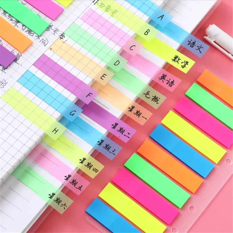 200 sheets Fluorescence Self Adhesive Memo Pad Sticky Notes Bookmark Marker Memo Sticker Paper Student office Supplies