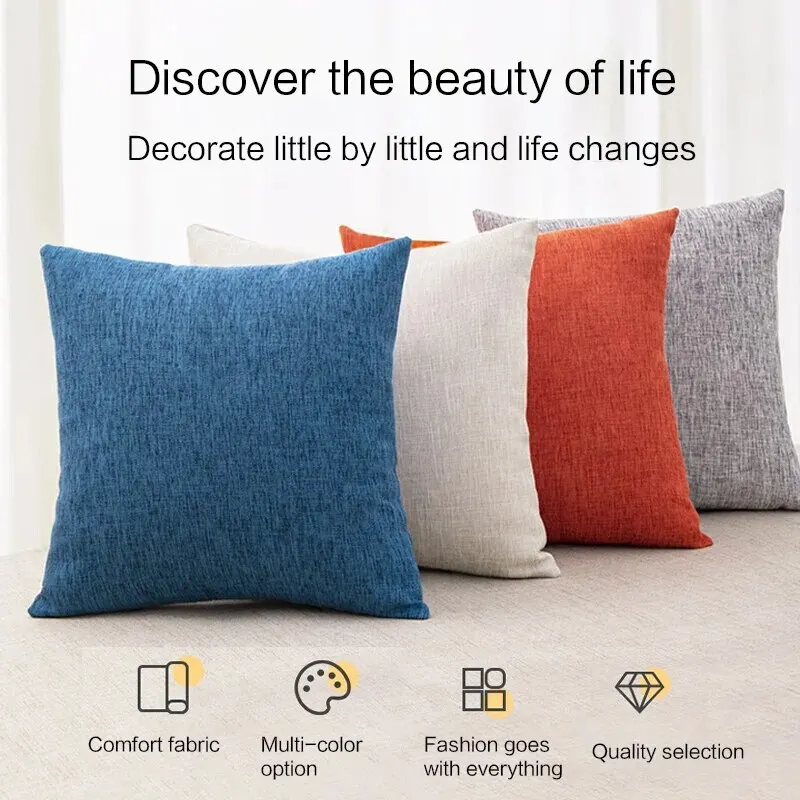 Linen Wind Solid Volor Throw Pillowcase Detachable and Washable Office Pillowcase Car Waist Rest Headboard Back