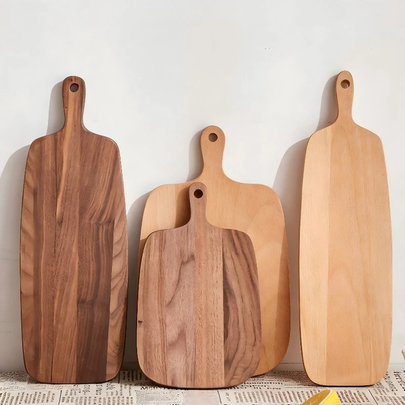 

Acacia end-grain cutting board for sustainable kitchens, large rectangle with handle