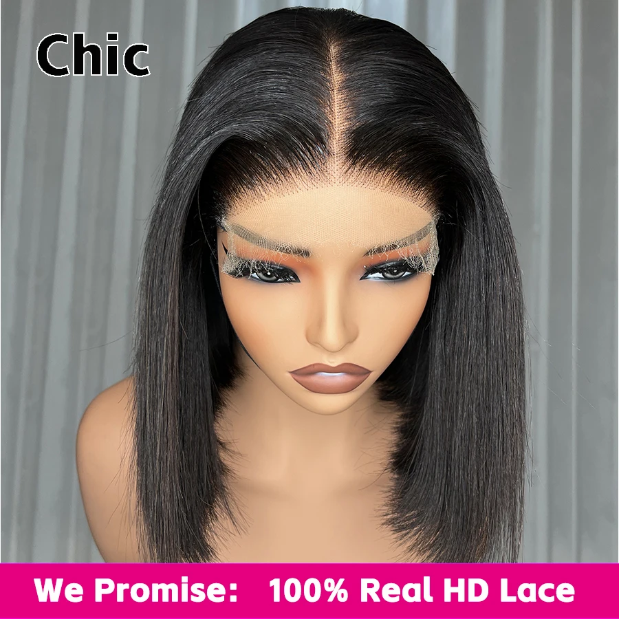

100% Raw Hair 5x5 Glueless Bob Wig Human Hair Lace Front Wigs 250% Density Pre Plucked Real HD Lace Closure Wigs For Black Women