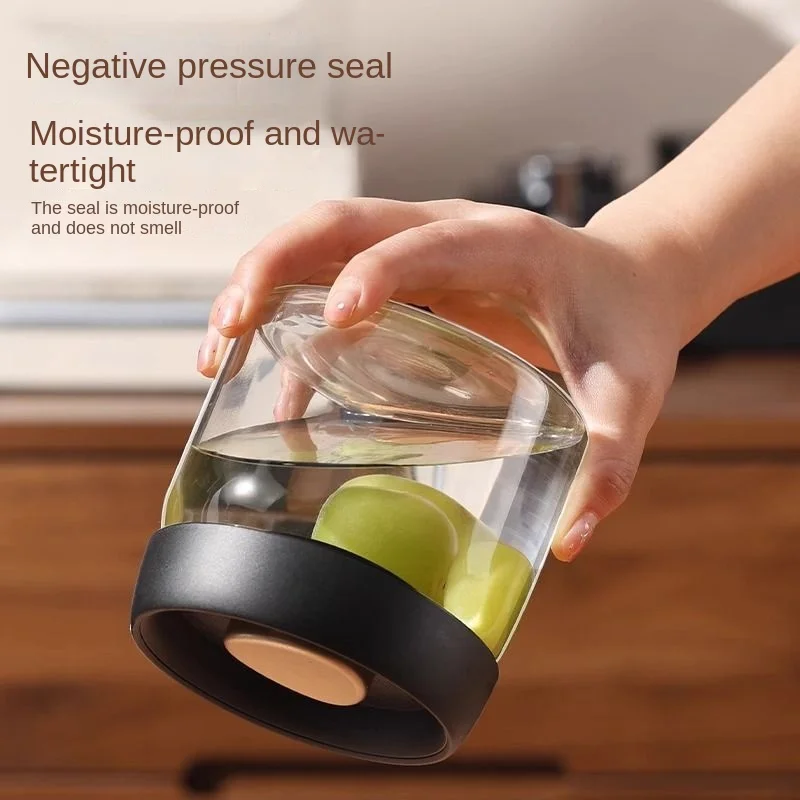 Vacuum Coffee Canister Press-Type Airtight Glass Jar for Coffee Beans Tea Nuts Freshness Storage Food Container - view 3
