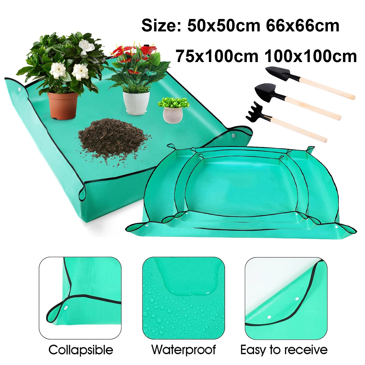 Waterproof Foldable Planting Mat Garden Potting Pad for Plant Flower Pot Transplanting Plants Ransplanting Plantin