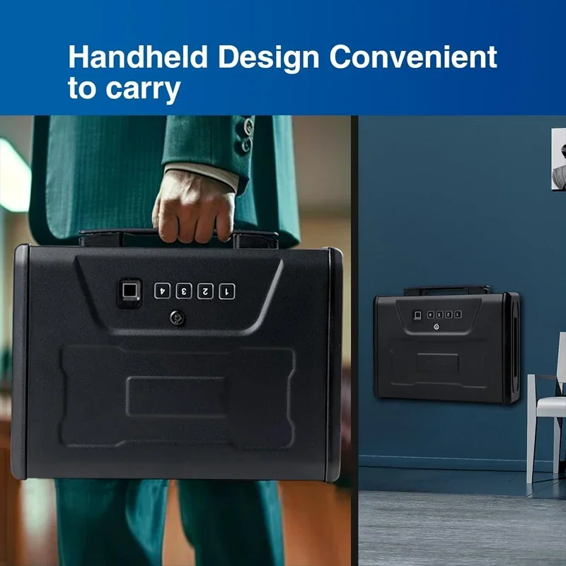 

Gun Safe Box Hidden Portable Hand Gun Safe Fingerprint Biometric steel metal digital hand gun electronic safe box