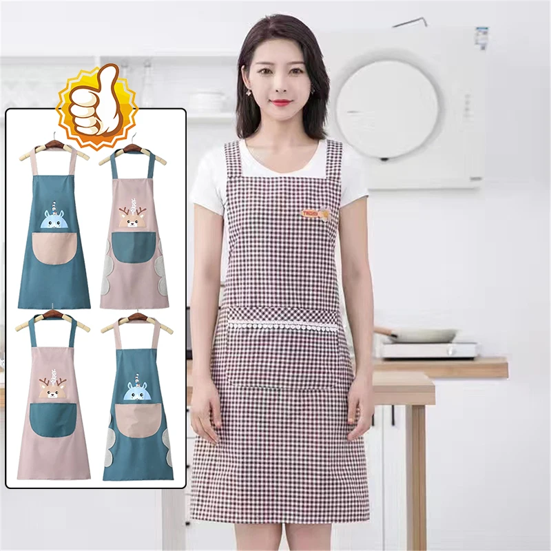 

Fresh Cotton Apron Sleeveless Retro Style Wear-resistant Clean Waterproof Oil-proof Cooking Waist