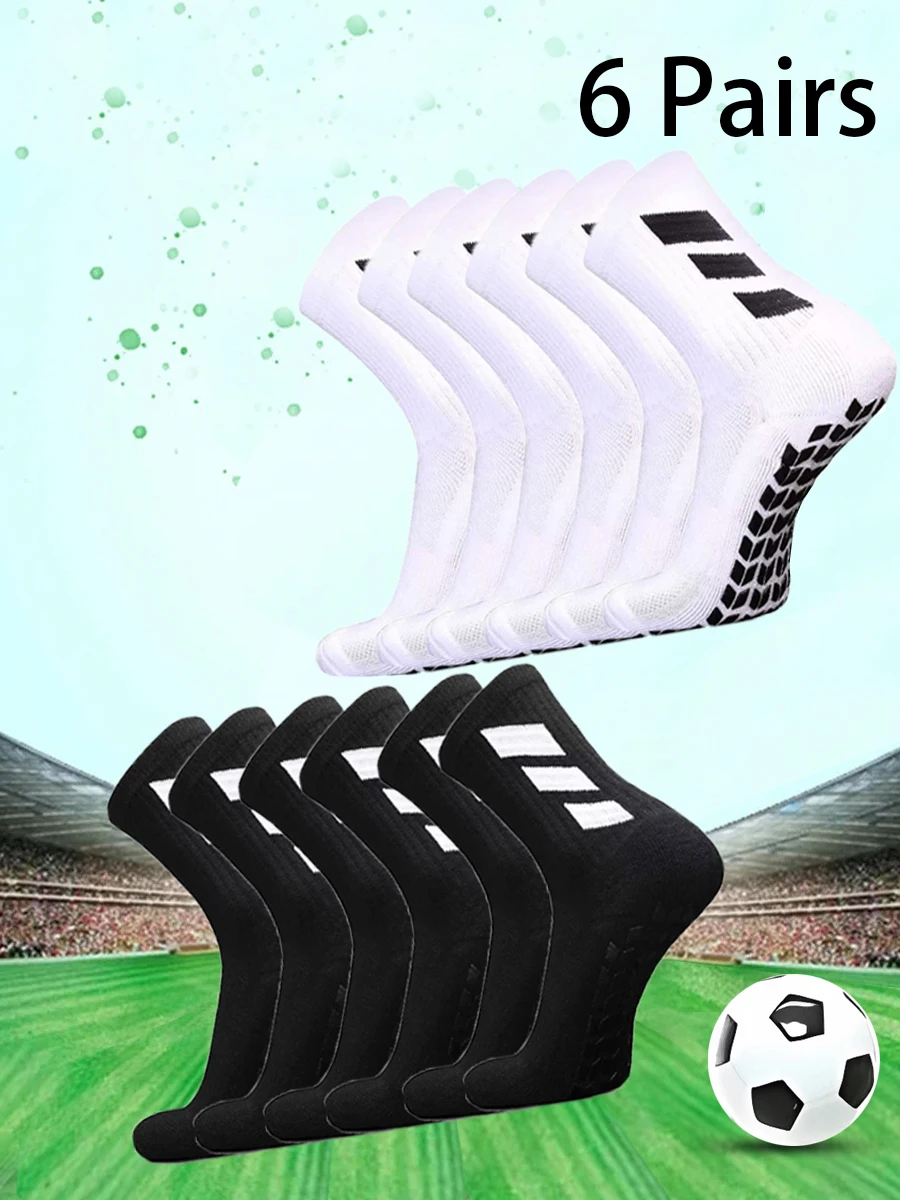 

6-парные носки, футбольные носки, мужские противоскользящие больничные носки для йоги, противоскользящие тренировочные спортивные носки