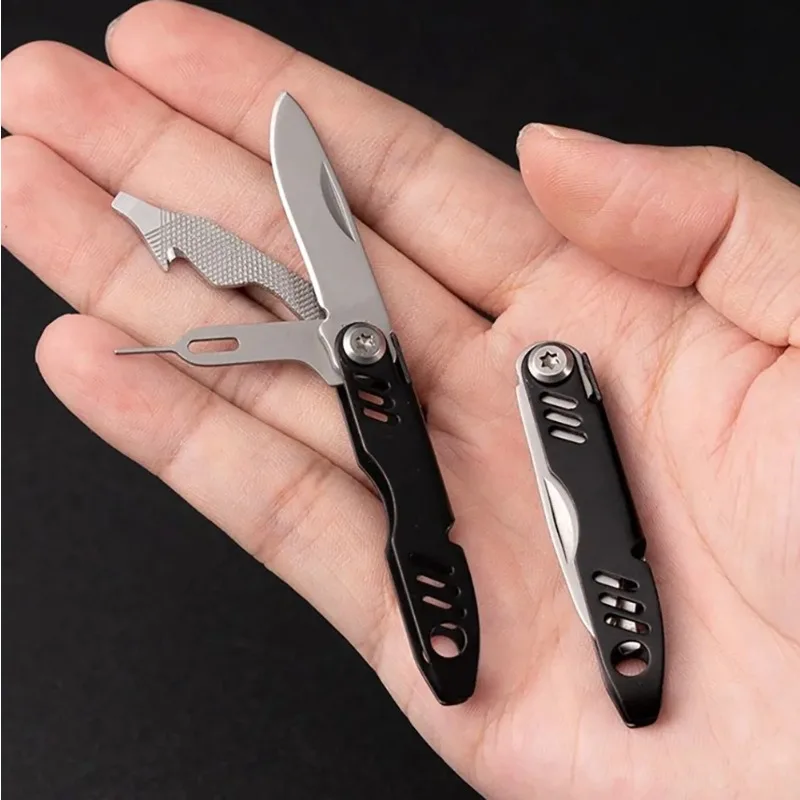 Mini Folding Multi Tool Pocket Utility Knife with Bottle Opener and Pry Bar for Everyday Carry Tasks SIM Ejector Tool