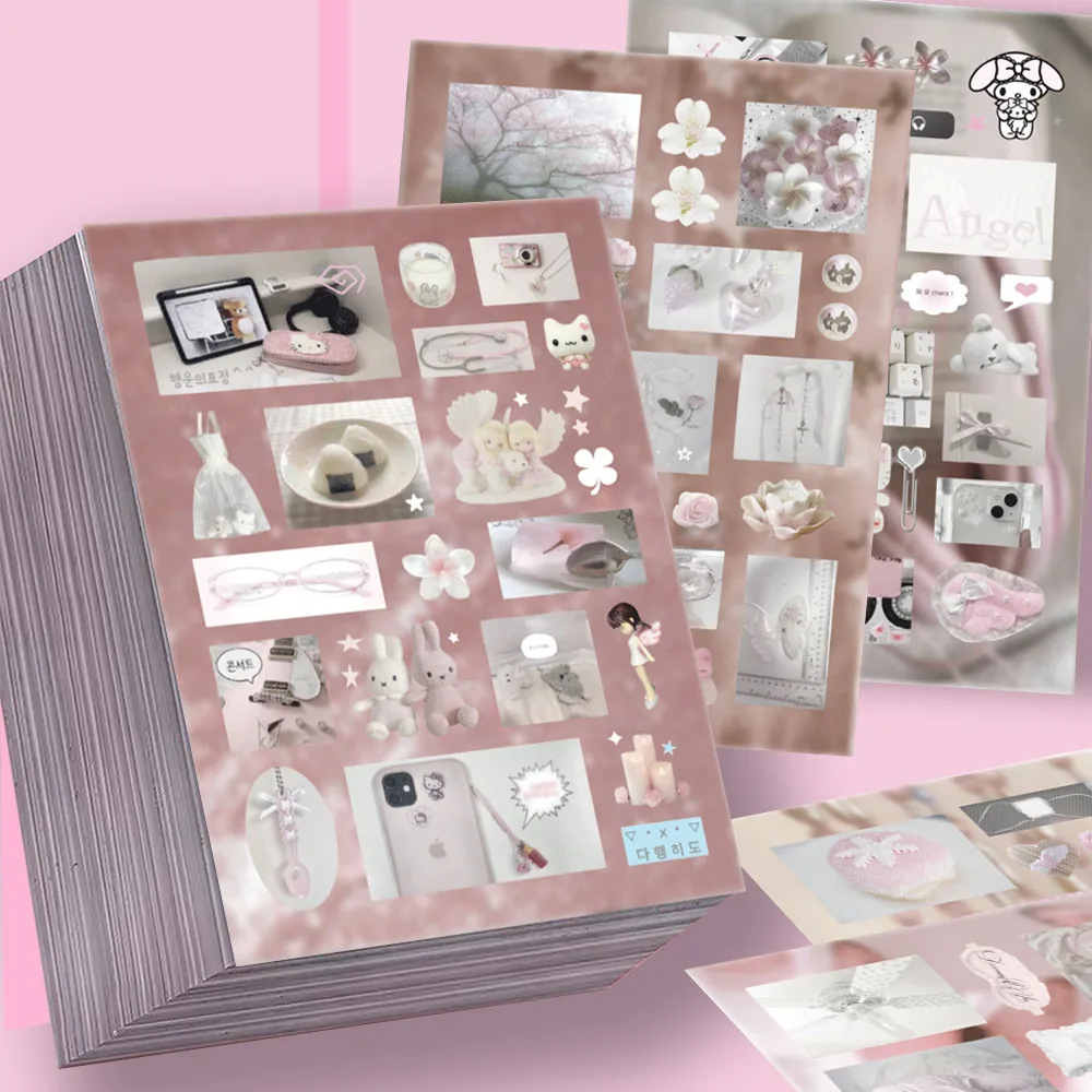 8 قطع من ملصقات السلسلة الوردية على الطراز الإضافي - شارات أحمر الخدود الناعمة لكتب اليد والمجلات وحافظات الهاتف LanLanStickersWorld Store #1