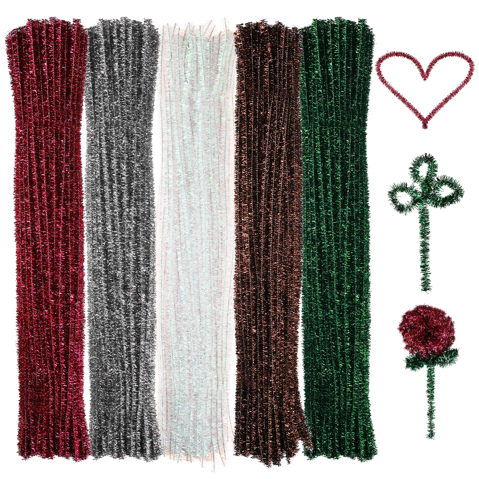 

500 Pcs Twist Stick Fuzzy Craft Supply Sticks Bars Pipe Cleaners Glitter Bendable Stems Diy Twisted Rod Chenille