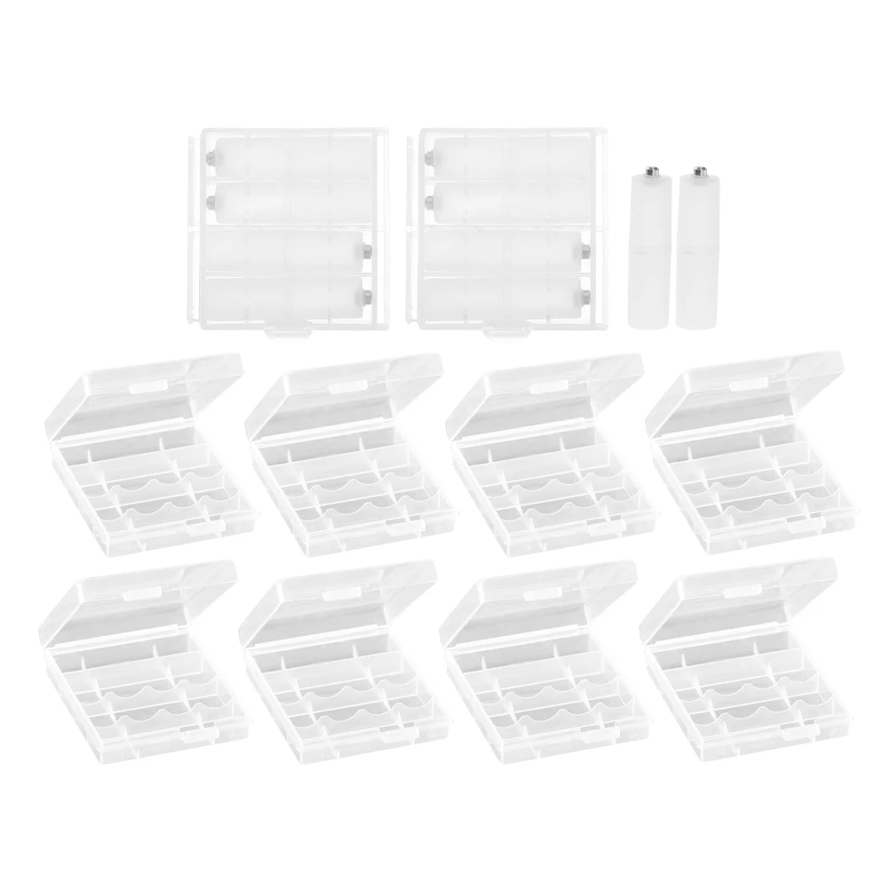 

10 Sets Converter Aa Adapter Plug Aaa to Batteries Storage Case Replacement White