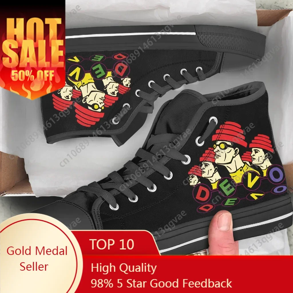 

Devo Band Music Hot Fashion High Top Sneakers Mens Womens Teenager Canvas Lightweight Sneaker Casual Couple Custom Made Shoes