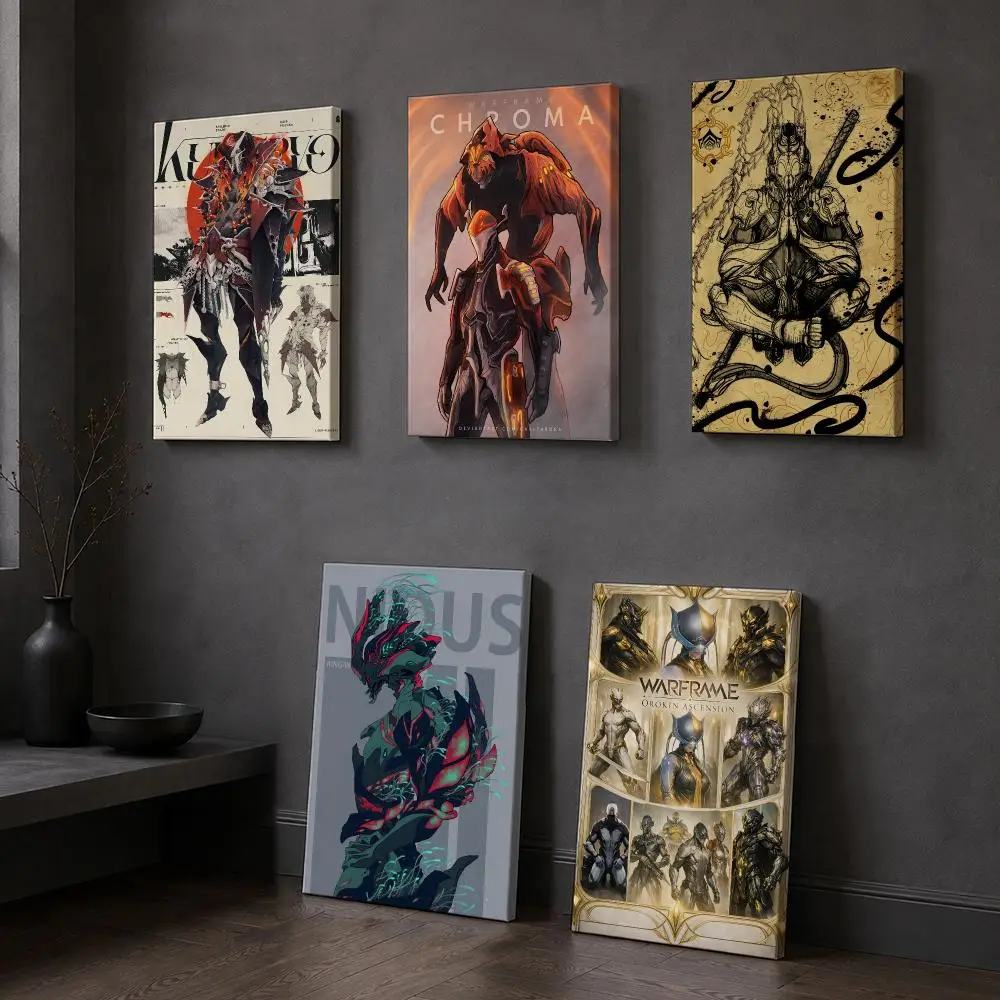 Game W-Warframe Framed Wall Painting Wooden Framed Canvas Poster Wall Art HD Waterproof Print Home Decor