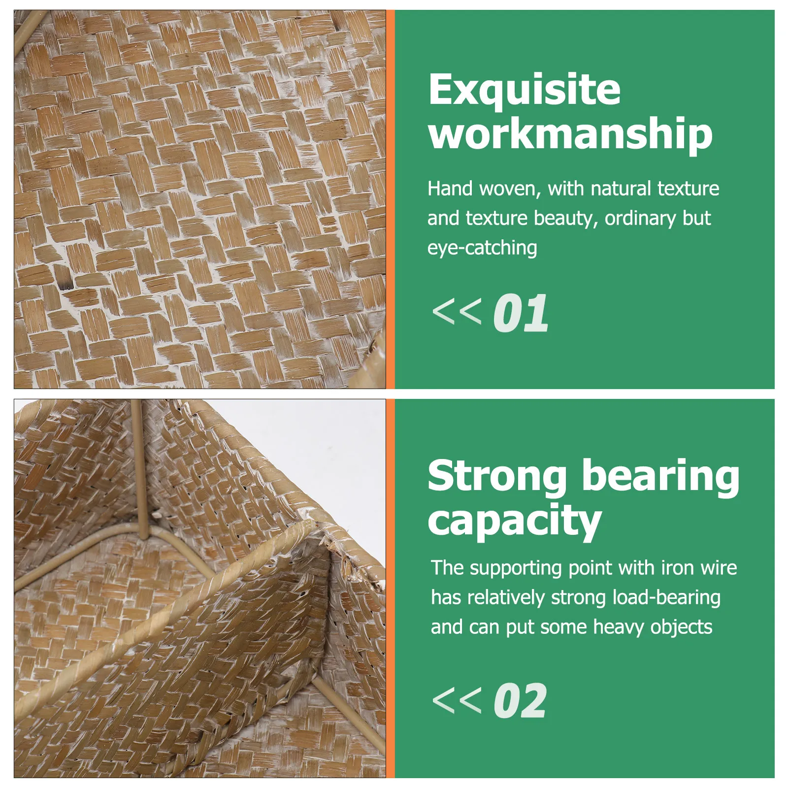 

Lattice Straw Desktop Organizer Box For Keys Storage Holder Home Decoration Natural Cattail Material Storage Box