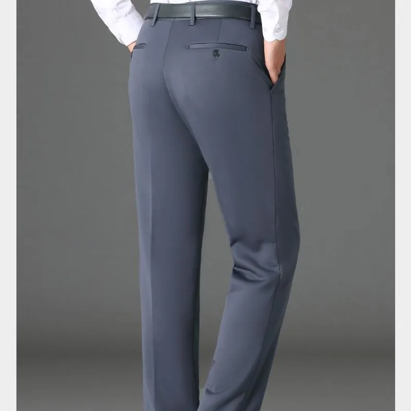 

Мужской осенне-зимний однотонный костюм на молнии с карманами и пуговицами, повседневные официальные брюки, модные офисные брюки в английском стиле JJ859