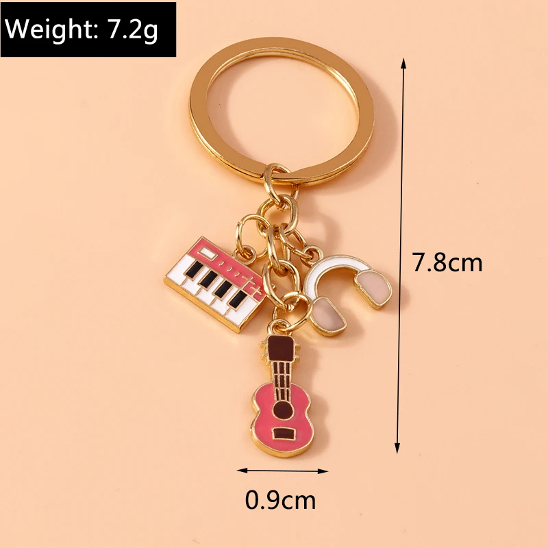 Creatieve Metalen Piano Gitaar Sleutelhanger Mini Muziekinstrumenten Sleutelhanger Hangers Voor Vrouwen Meisjes Handtas Decor Diy Sieraden Cadeau