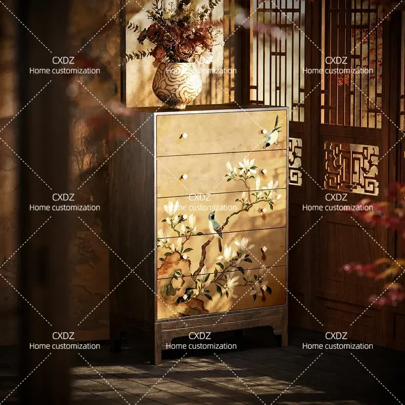 Song Style Aesthetics Yutang Chunyu Solid Wood Chest Cabinet Living Room Entrance Storage Bedroom Multi Functional Drawer