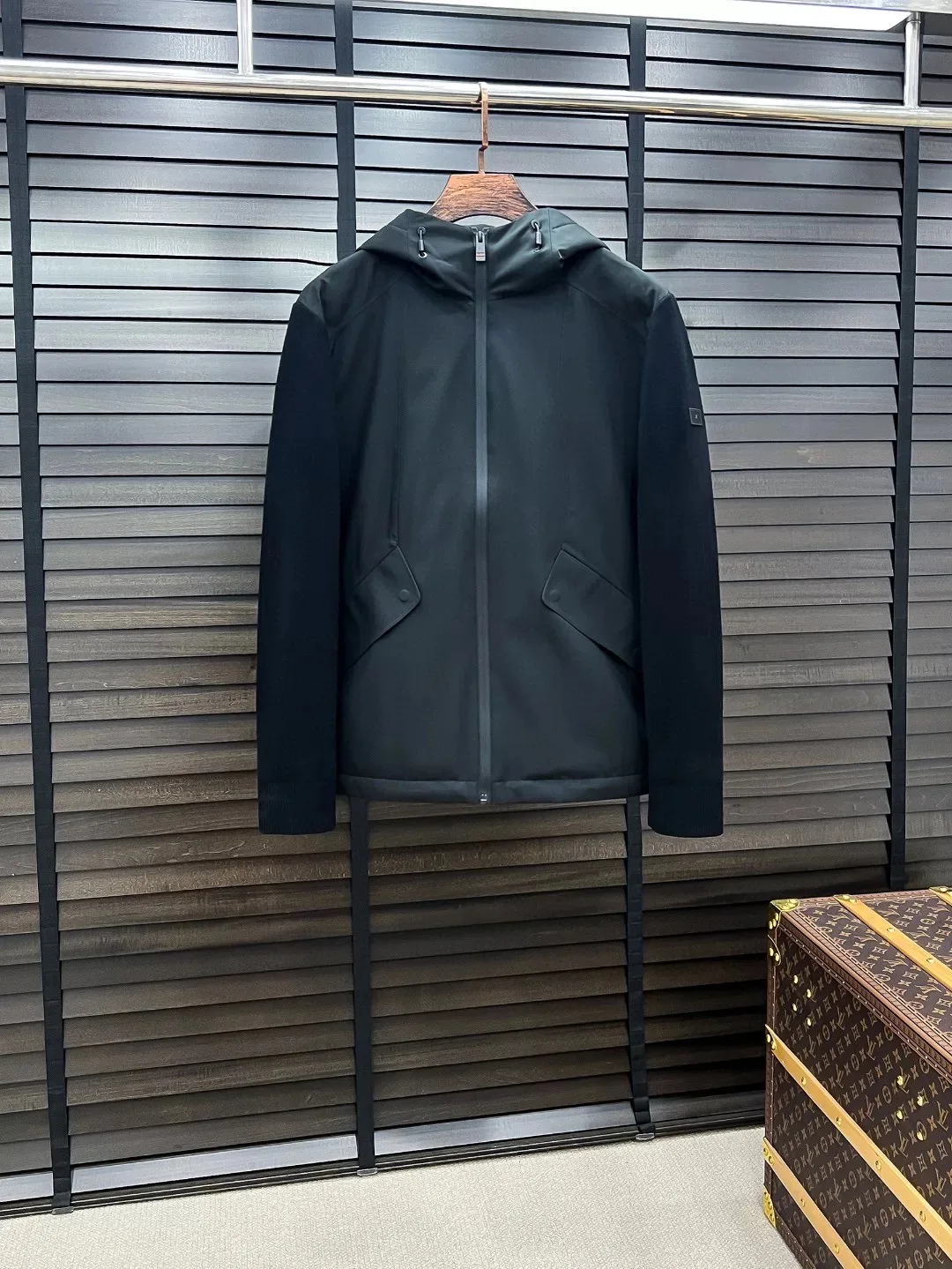 

Faionable Patchwork Bae Autumn Winter Men's down Jaet Hooded Busin Sle Slim Fit Regular Length White Du Feather