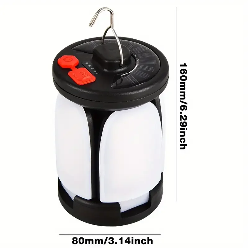 Solar Camping Lantern,Portable LED Light for Indoor Home Office,Rechargeable USB Emergency Light w/Hook,Desk Lamp,Garden Decor