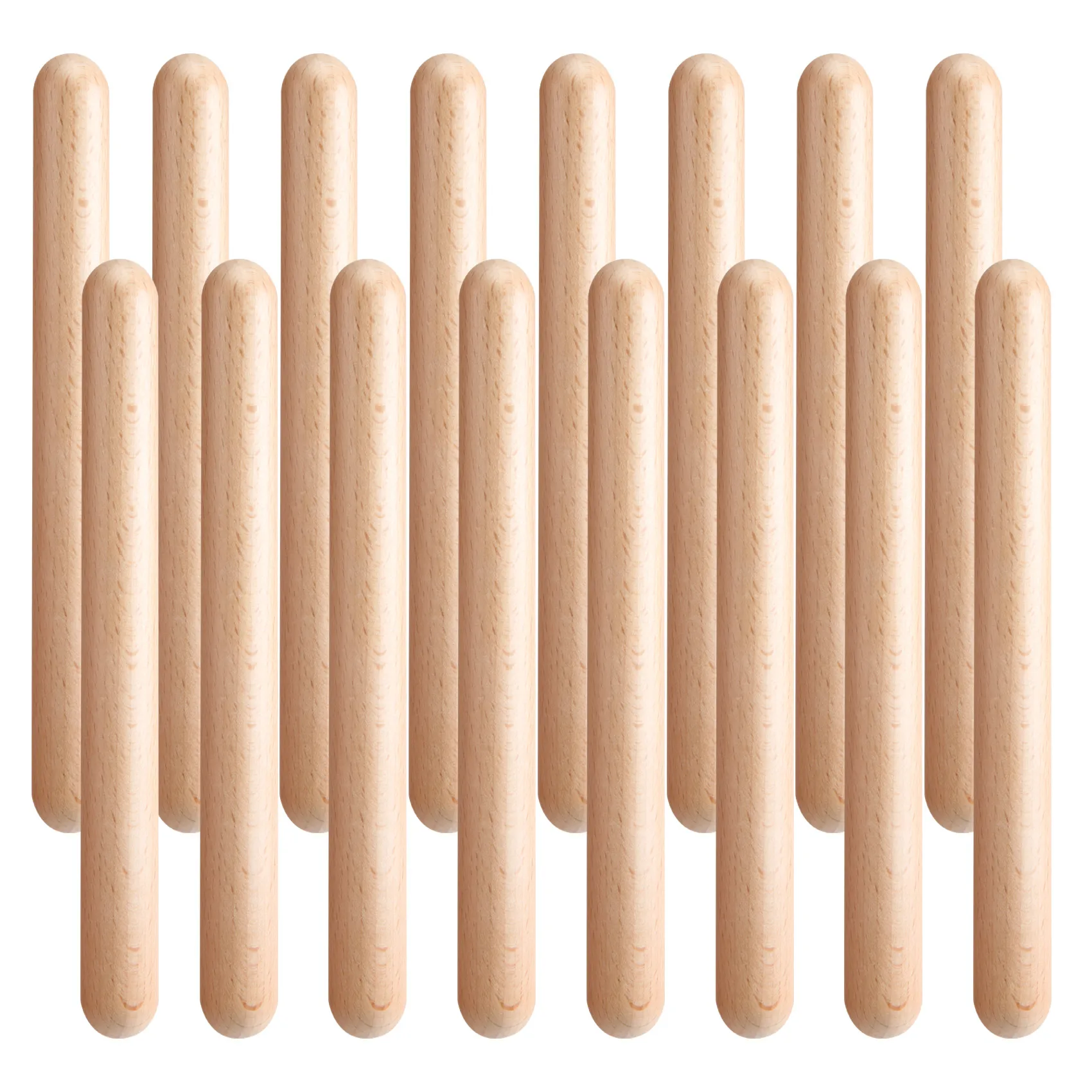 8 paia di clave in legno classico strumento musicale a percussione bastoncini ritmici in legno duro naturale bastoncini ritmici per percussioni bambini Mus