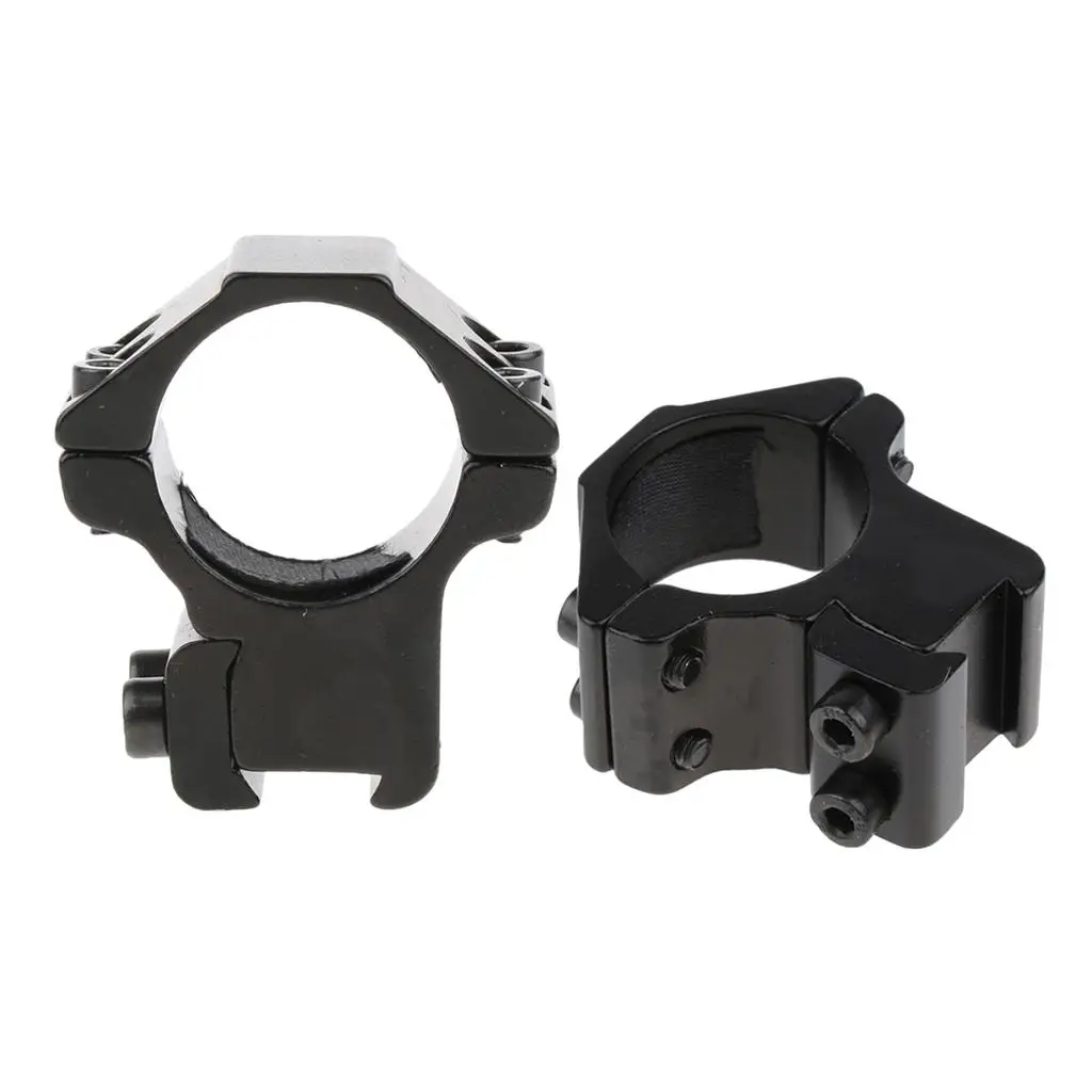 25.4mm 1\'\' Tube Clamp Ring Scope Mount Holder 11mm Rail with Hex Wrench for Installing Flashlight Torch (Black)- Low Profile