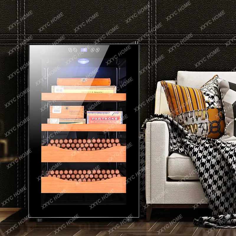 Cigar Cabinet Temperature Control Moisturizing Mute Energy Saving Cedar Wood Electronic Cigar Cabinet