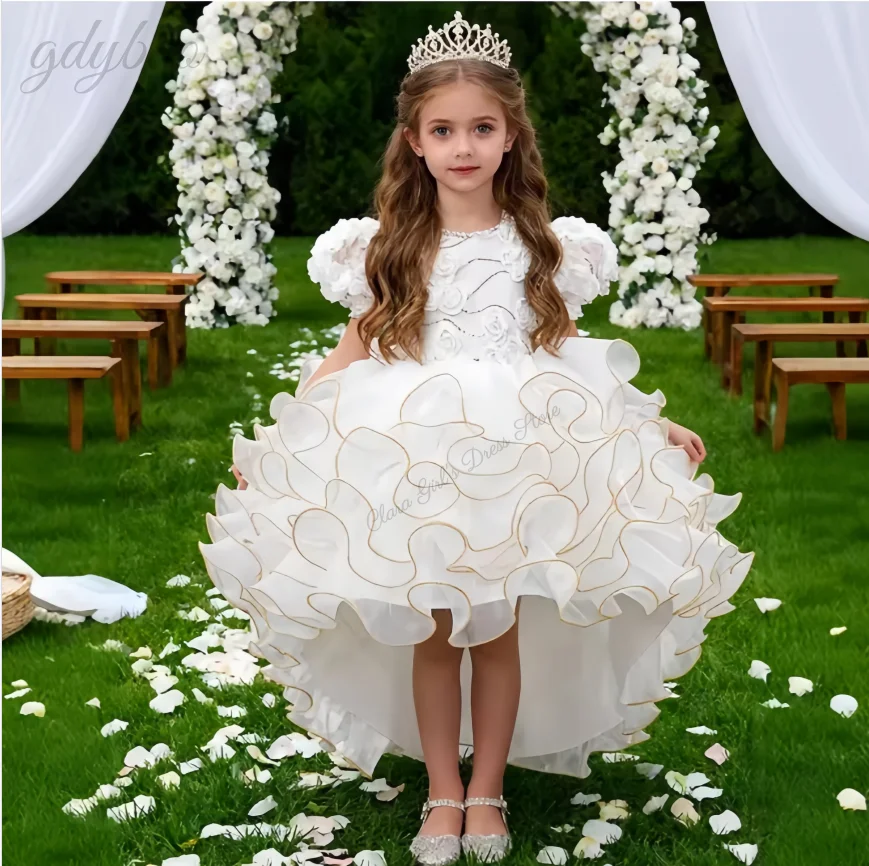 

Children's Wedding Flower Girl Dress Girls Show Tulle Skirt Large Bow Tail Evening Gown Sweet Fairy Style