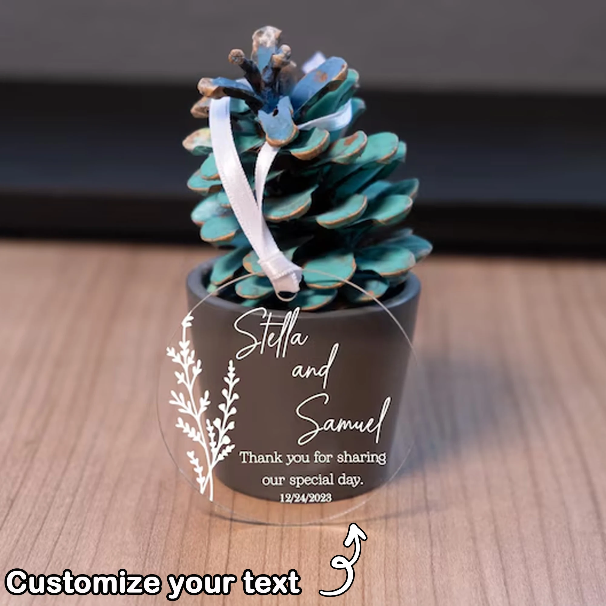 Personalized Acrylic Christmas Ornament, Custom Wedding Favors, Logo Engraved