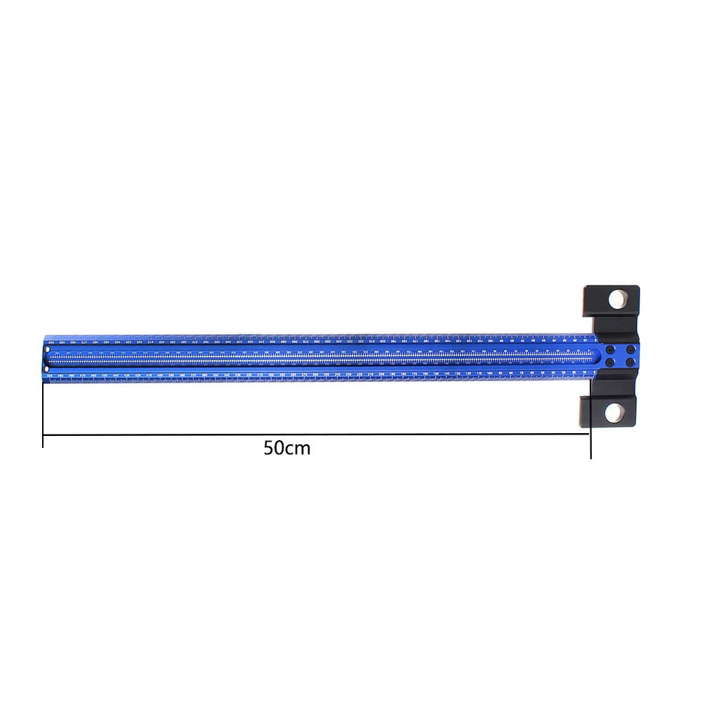 Woodworking T-Square 50CM Aluminum Alloy Hole Scrbing Guides Ruler Positioning Scribe Tool Precision Carpenter Layout Measuring