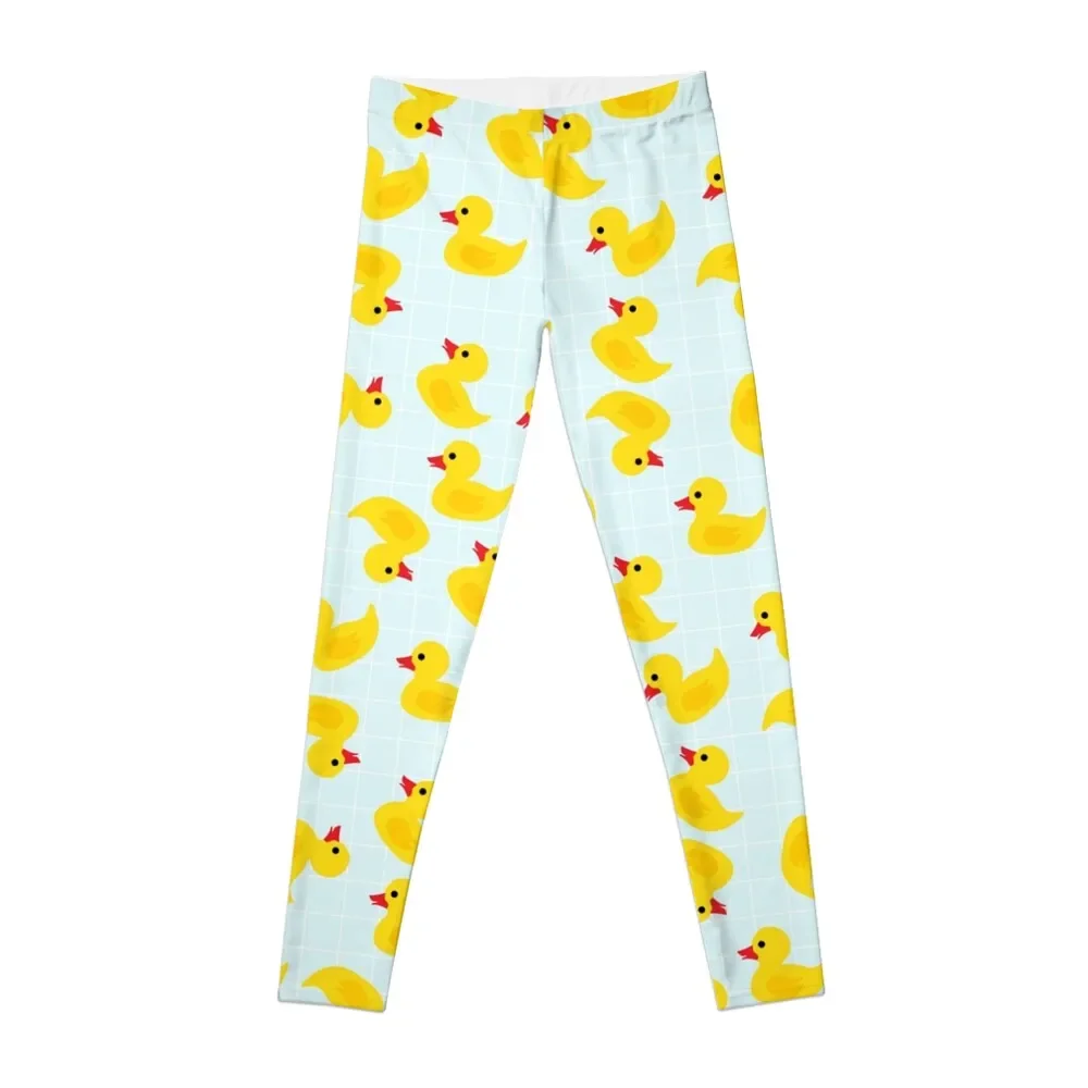 Cute Rubber Duck on Blue Background Leggings joggers for gym pants sports for Sports pants woman Womens Leggings