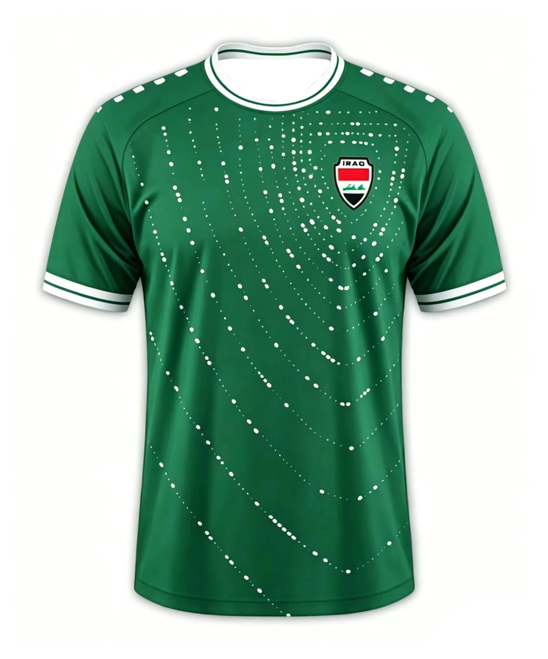 Iraq Style Soccer Jersey Breathable Quick-Dry Short Sleeve Green Dot Pattern Football Shirt For Fans Matches Family
