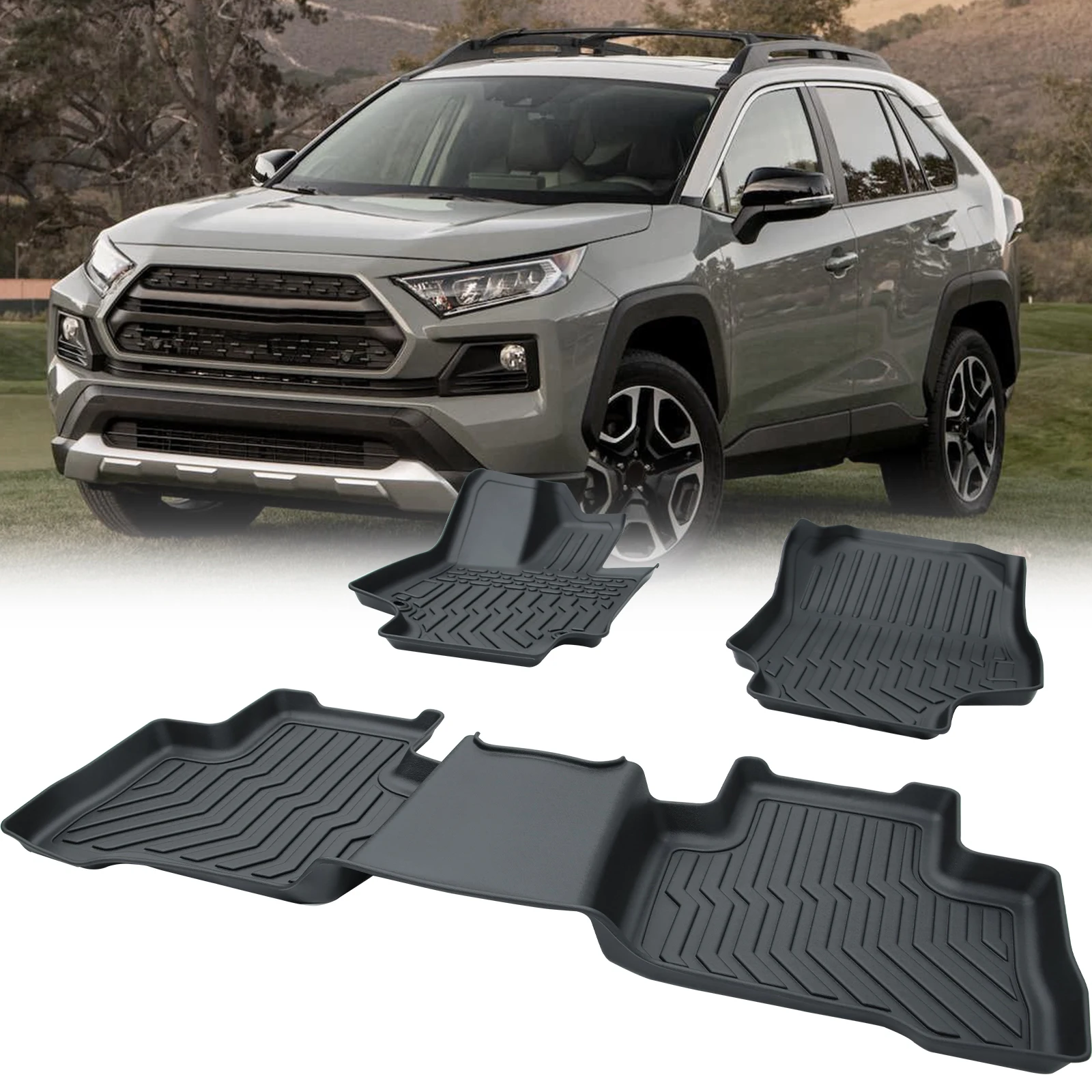 

TPE Rubber Car Floor Mats For 19-23 Toyota RAV4，NO FIT 19-23 Rav4 Hybrid & 21-23 Rav4 Prime