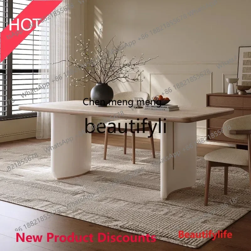 

lhy E1001 ssL178 Rock slab small apartment dining table combination square and round solid wood dual-purpose Nordic simple log d