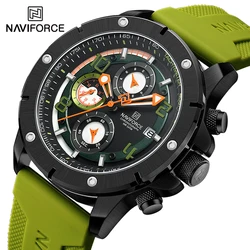 NAVIFROCE Mens Creative Quartz Chronograph Watch Top Brand Wristwatches for Male Sports Clock Man Comfortable Silica Strap Clock