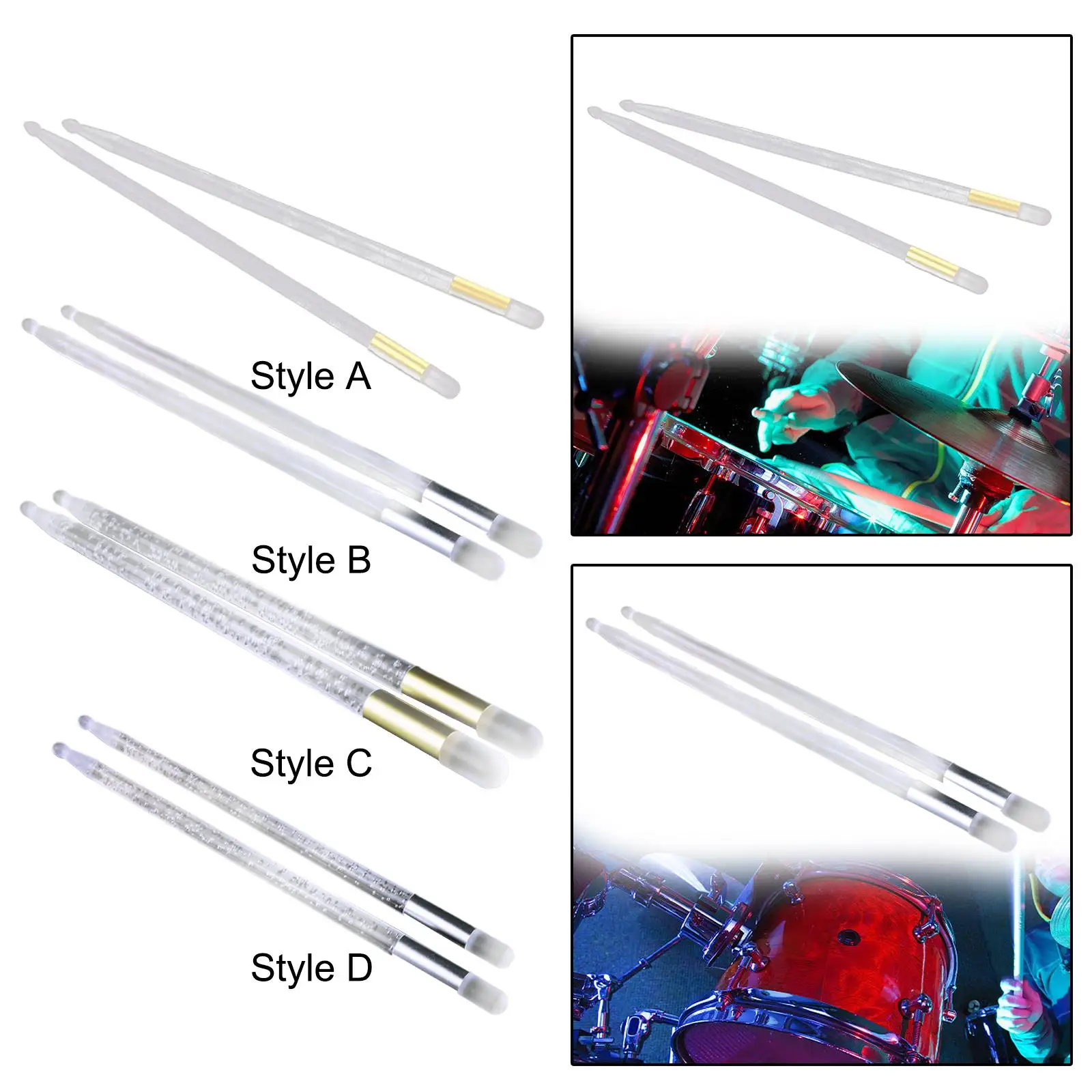 2 Pieces LED Lights up Drum Sticks Drum Mallet for Children Exercise Drummer