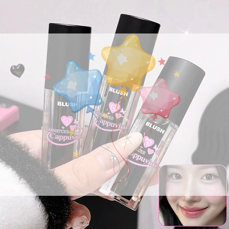 كابوفيني أسود سائل اللون تغيير أحمر الخدود الشفاه العين الخد تينت كريستال ترطيب أحمر الخدود شفاف تشانغ جل روج كريم