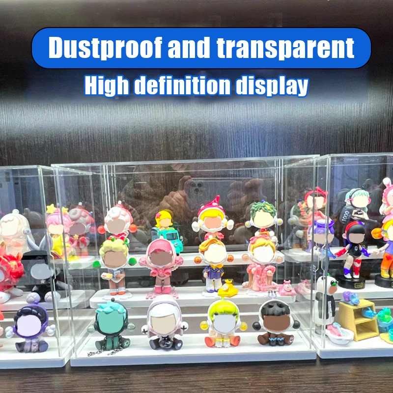 Dustproof Acrylic Display Case with Steps for Action Figures/Toy/Collectibles Countertop Box Organizer Stand Protection Showcase