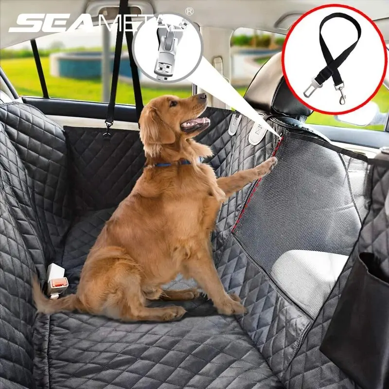 SEAMETAL Car Rear Seat Cover for Dogs Waterproof Oxford Cloth Anti Scratch Seat Protector Cushion Car Rear Row Barrier for Dog