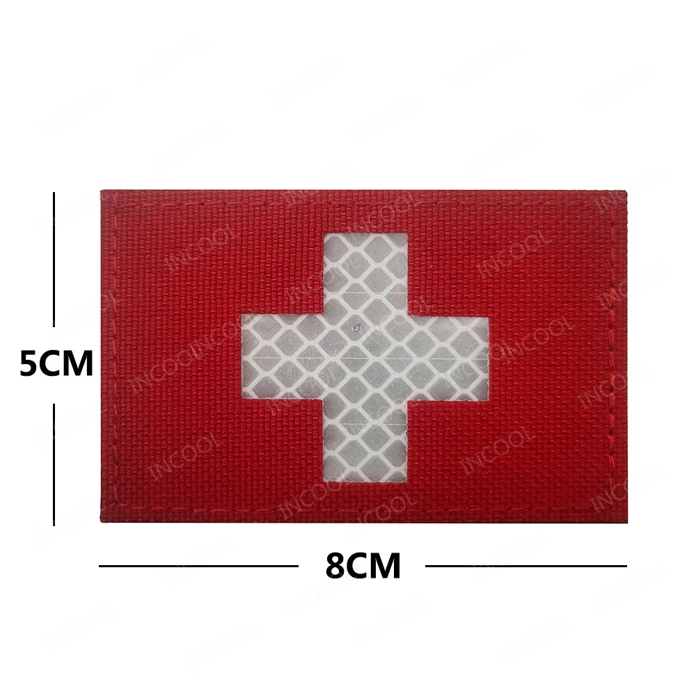 Switzerland Swiss Flag IR Infrared Reflective Patches Appliqued Embroidered Patch For Bag Clothing Backpack Cap