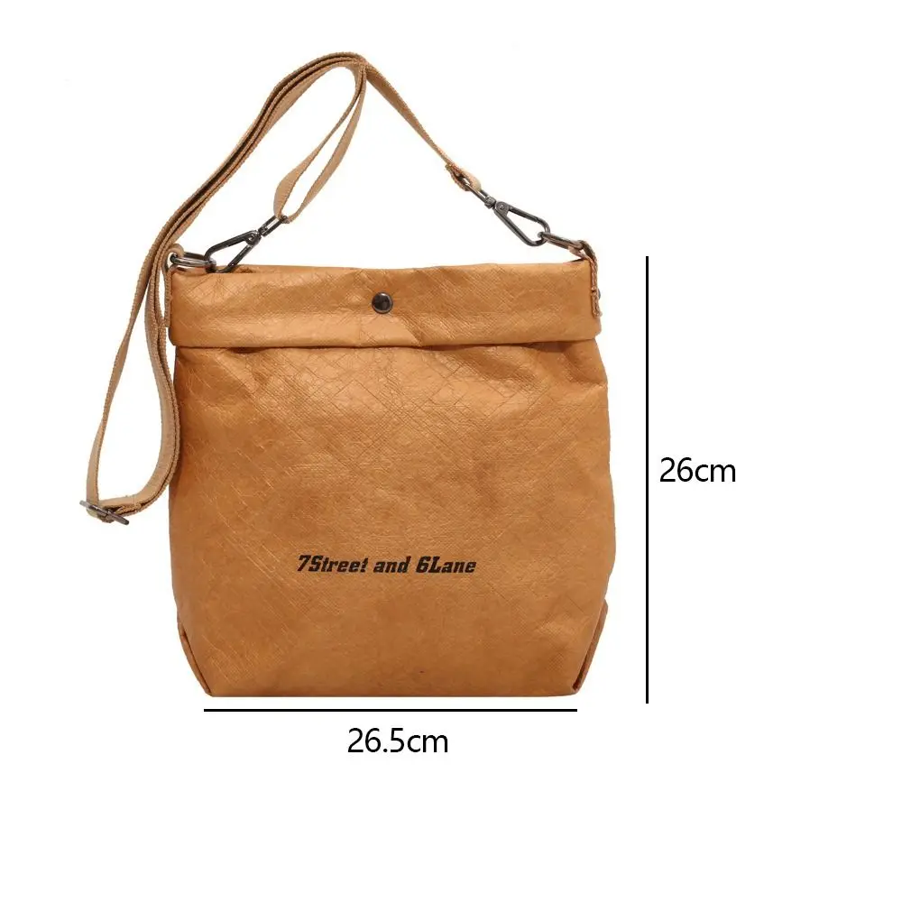 New Vintage Cross Body Bag Large Capacity Casual Shoulder Pouch Kraft Paper Bucket Bag Women