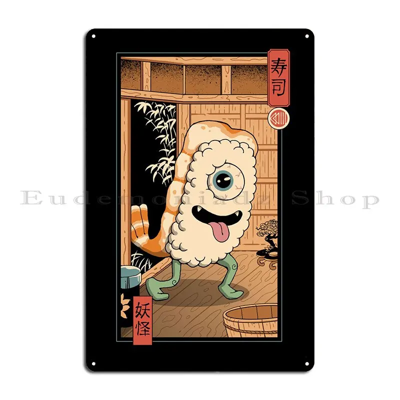 Yokai Sushi In Edo Metal Plaque Poster Wall Cave Decoration Living Room Design Retro Tin Sign Poster