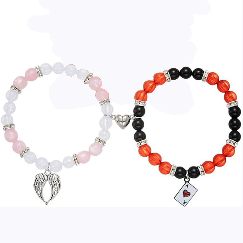 Hazbin Angle Bracelets for Couples Best Friend His and Her Anime Merch Cosplay Matching Bracelets Gifts for Women Men